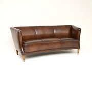 Vintage Danish Cabinet Maker Leather Sofa
