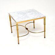 Vintage French Brass  Marble Coffee  Side Table