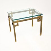 Vintage French Brass And Glass Side Table