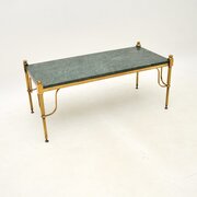 Vintage French Brass And Marble Coffee Table