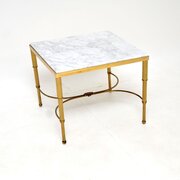 Vintage French Brass And Marble Coffee Table