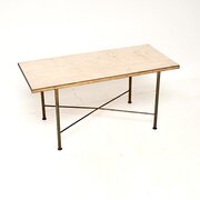 Vintage French Brass And Marble Coffee Table