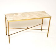 Vintage French Brass And Marble Coffee Table