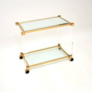 Vintage French Lucite Gold Plated Drinks Trolley