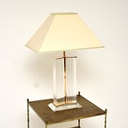 Vintage French Lucite And Brass Table Lamp
