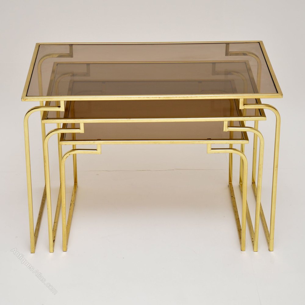 Antiques Atlas Vintage Italian Brass & Glass Nest Of 3 Tables