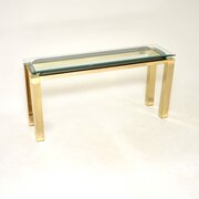 Vintage Italian Brass And Glass Console Side Table