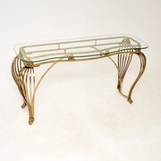 Vintage Italian Brass And Glass Console Table