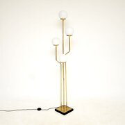 Vintage Italian Brass And Opaline Glass Floor Lamp