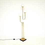 Vintage Italian Brass And Opaline Glass Floor Lamp
