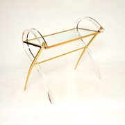 Vintage Italian Lucite & Gold Finish Console Table