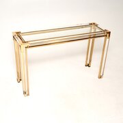 Vintage Italian Lucite And Brass Console Table