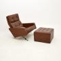 Vintage Leather Leo Armchair & Stool by Robin Day