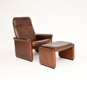 Vintage Leather Reclining DS 50 Armchair And Stool