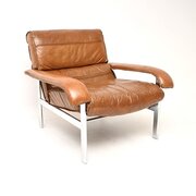 Vintage Leather And Chrome Armchair By Pieff
