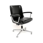 Vintage Leather And Chrome Swivel Desk Chair