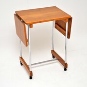Vintage Oak And Chrome Drop Leaf Side Table