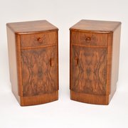 Vintage Pair Of Art Deco Walnut Bedside Cabinets 
