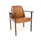 Vintage Rosewood And Leather Armchair / Desk Chair