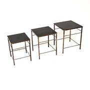 Vintage Solid Brass Nest Of Three Tables