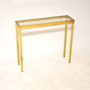 Vintage Solid Brass And Glass Console / Side Table