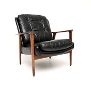 Vintage Swedish Armchair Rosewood Leather Armchair