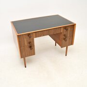 Vintage Walnut And Oak Leather Top Desk