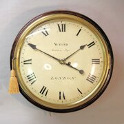 English Fusee Dial Clock With A Wooden Convex Dial