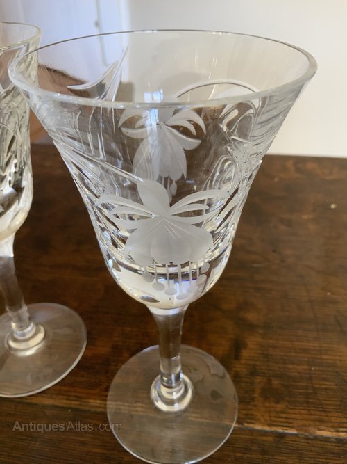 Antiques Atlas - Royal Brierley Fuchsia Etched And Cut Wine