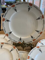 Shelley Art Deco Set Of Six Enamelled Dessert Plates 