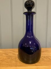 Stunning Handblown Bristol Blue Glass Signed Decanter