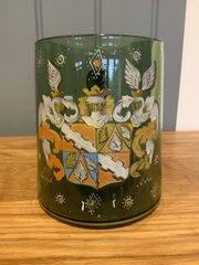 Stunning Large Antique Green Glass Armourial Tankard