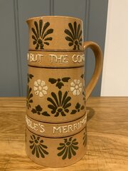 Doulton Lambeth Embossed Slogan Victorian Ale Jug