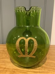 German Green Glass Raised Gilt Monogramed Ale Jug