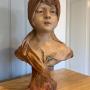 Art Deco French Polychrome Painted Plaster Bust
