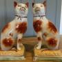 Antique Pair of Staffordshire Seated Cats