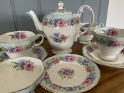  Foley China Tea For Two Set With Teapot-Cornflower