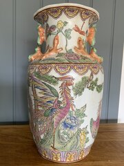 Chinese Qing Dynasty Famille Rose Temple Vase 35cms