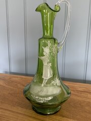 Victorian Mary Gregory Green Glass Claret Jug