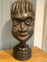Tribal Art - Bamileke Helmet Mask On A Turned Stand 