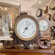 Carved Oak Mantel Aneroid Barometer