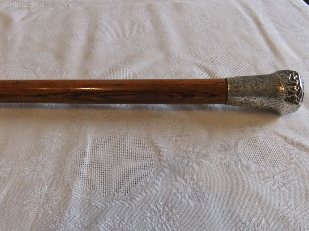 Antiques Atlas Silver Topped Oak Walking Cane