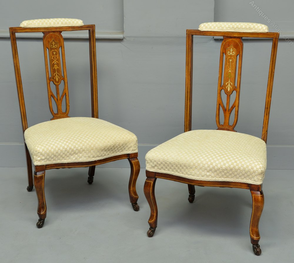 Pair Of Edwardian Inlaid Mahogany Nursing Chairs Antiques Atlas