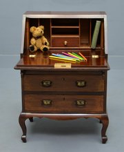 Rare Edwardian Mahogany & Marquetry Child`s Bureau