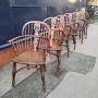 Beautiful Set of Six English Yew Wood Windsor Chairs.