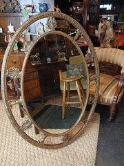 Elegant  Large Scale Gilt Oval Wall Mirror.