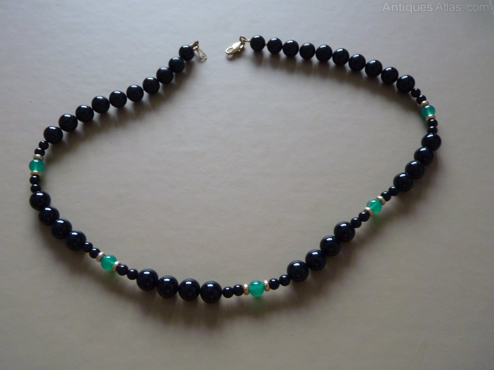 Antiques Atlas Gold Mounted Glass Bead Necklace