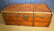 19thc Brass Bound Camphorwood Trunk