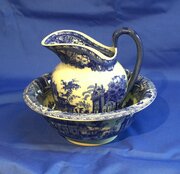Jug And Basin. Blue And White. Iron Stone.