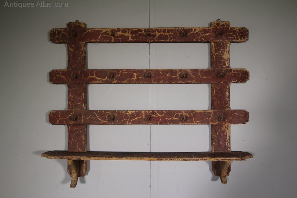 19th Century Original Painted Pine Antique Wall Rack Antiques Atlas